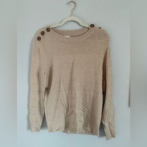 Pulse Women's Cream Sweater with Button Accents Size Medium